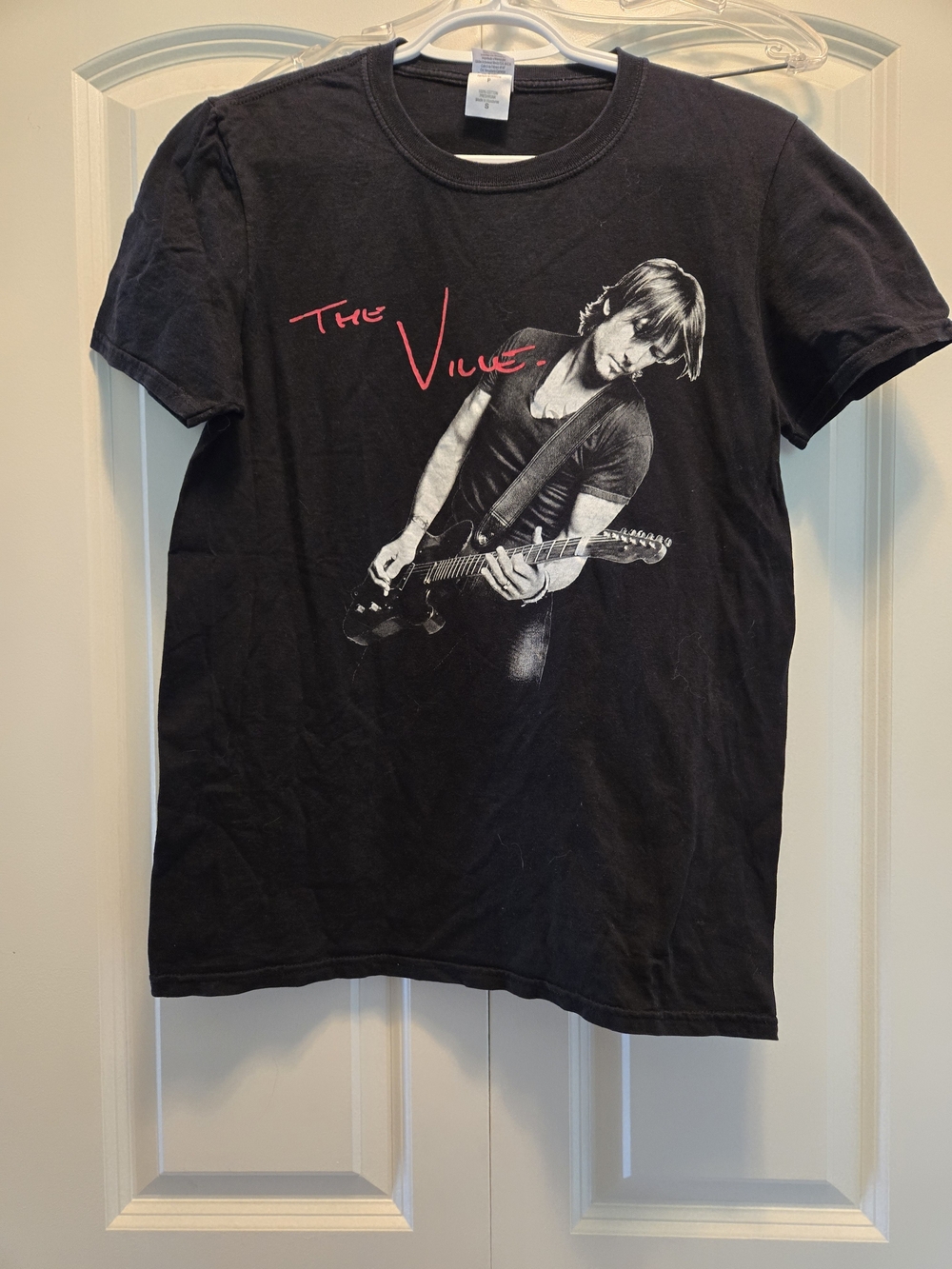 Keith Urban The Ville Black Tee with White Guitar Print and Red Script